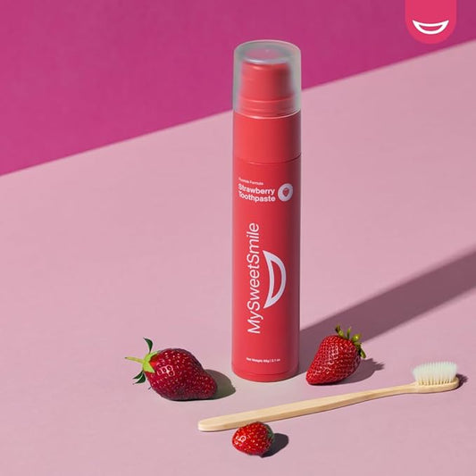MySweetSmile Strawberry Toothpaste – Advanced Fluoride Formula – Strengthens Enamel & Prevents Cavities – Dentist-Approved & Enamel-Safe – IndyBest Award-Winning Brand - Makes Brushing Fun Again - 60g