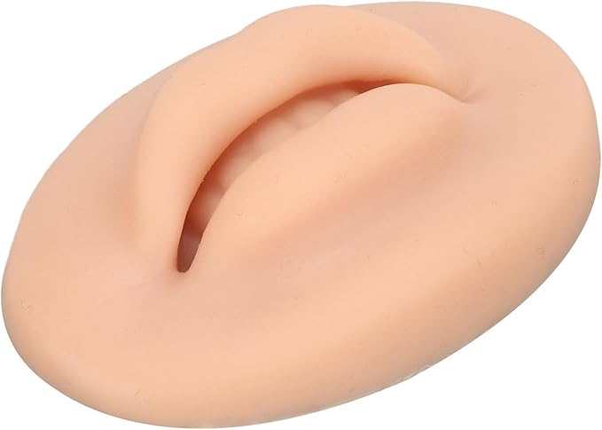 10pcs Practice Lips, Silicone Model Soft and Elastic Silicone Lips Fake Lips with Teeth Shape, Compact Size for Permanent Makeup Training (Dark)