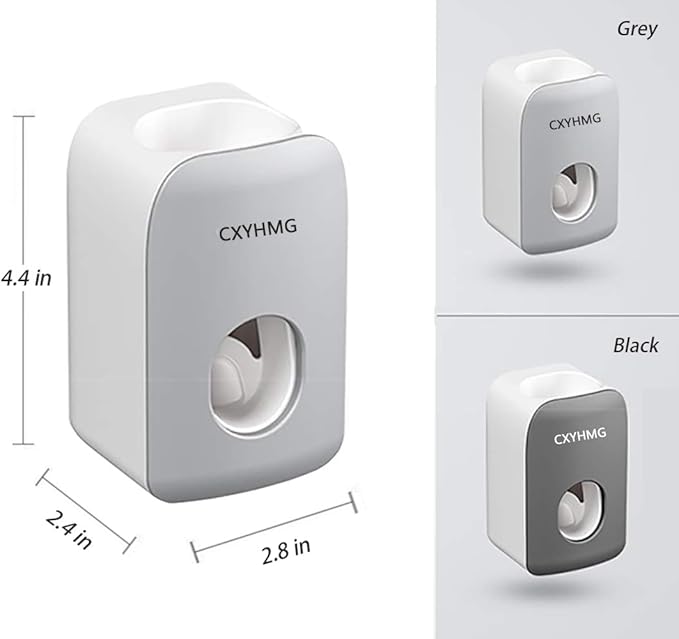 Automatic Toothpaste Dispenser for Kids, 2 PCS Toothpaste Squeezer for Kids & Family Shower Decor, is Wall Mounted Bathroom Accessories Organizer (Black, 2PACK)