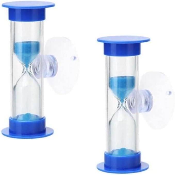 2 PCS Sand Timer for Kids,Blue Plastic Suction Cup Sandglass Hourglass Sand Clock,Blue Toothbrush Timer for Kids 2mins/3mins Sand Clock Timer Plastic Suction Cup Sandglass for Kids,Games,Classroom