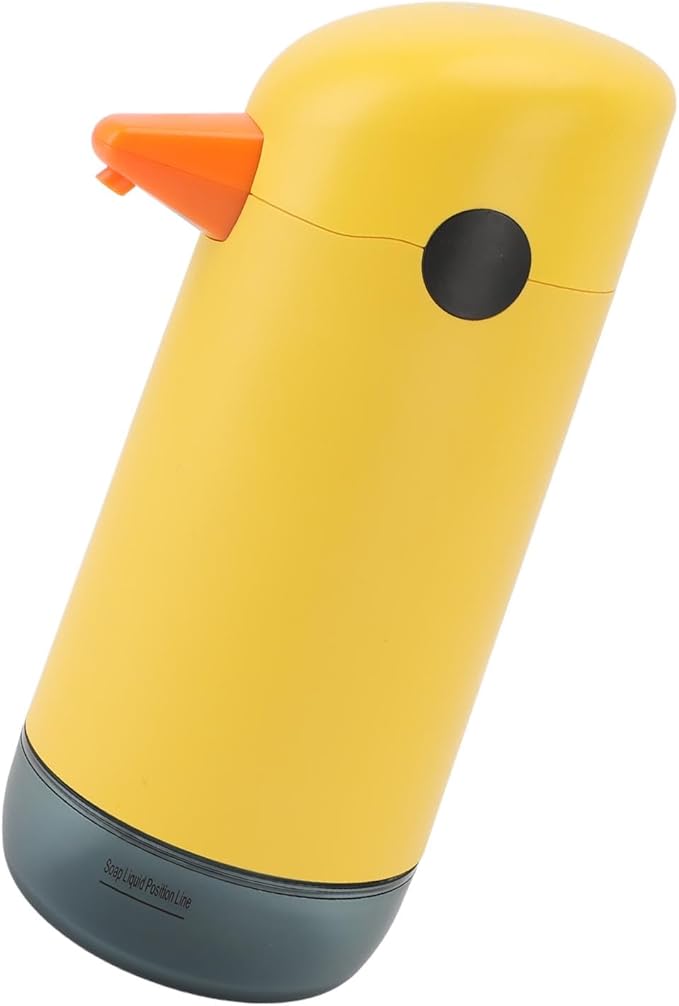 Automatic Soap Dispenser Yellow Duck Cute Touchless Visual Liquid Level Battery Powered Smart Sensor Foam Dispenser for Kids Bathroom ABS Material