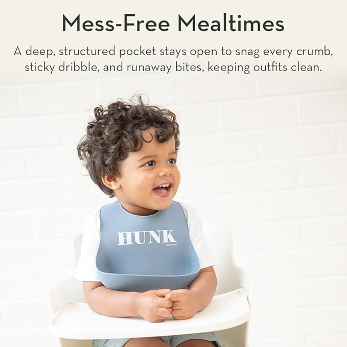 Baby Bib for Eating by Bella Tunno, Waterproof Silicone Bib with Large Food Catcher, Adjustable Fit for Babies 4-12 months & Toddlers 1-3 Years, Boys & Girls, Party Animal
