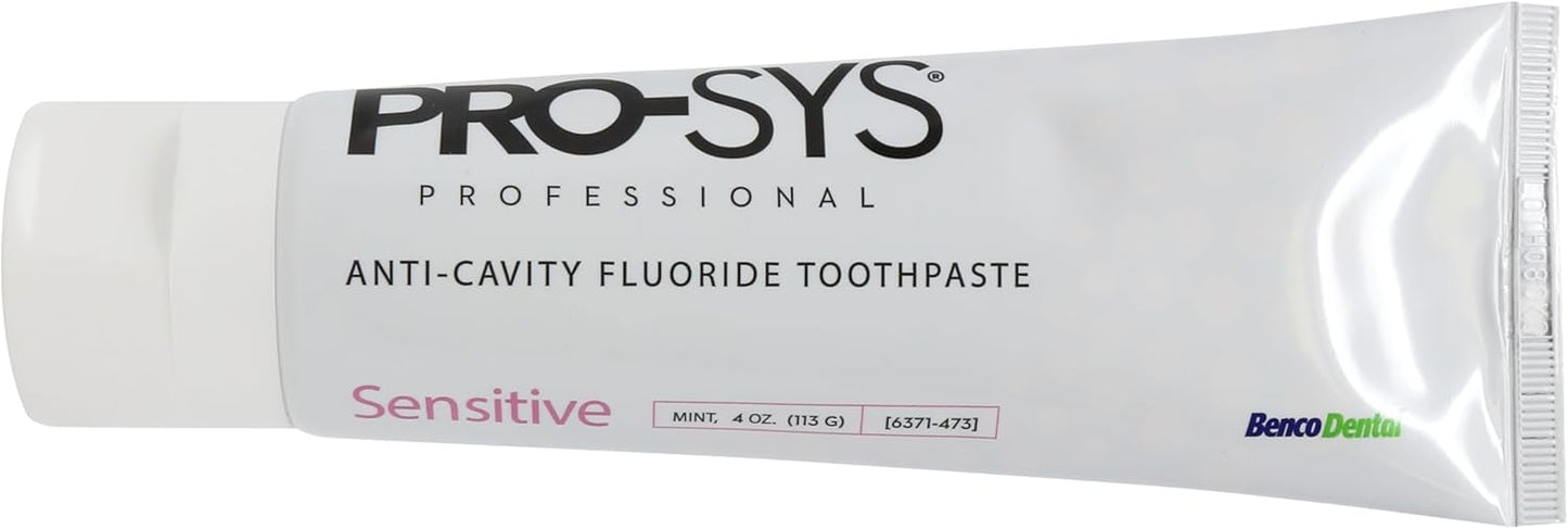 PRO-SYS® Professional Sensitive Toothpaste for Cavity Protection & Enamel Repair for Sensitive Teeth, Fluoride Toothpaste, Sooth Nerve Endings and Reduce Pain, Fresh Mint Gel (Pack of 4)