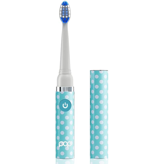 Pop Sonic Electric Toothbrush (Blue Dots) - Travel Toothbrushes w/AAA Battery | Kids Electric Toothbrushes with 2 Speed & 15,000-30,000 Strokes/Minute, Dupont Nylon Bristles