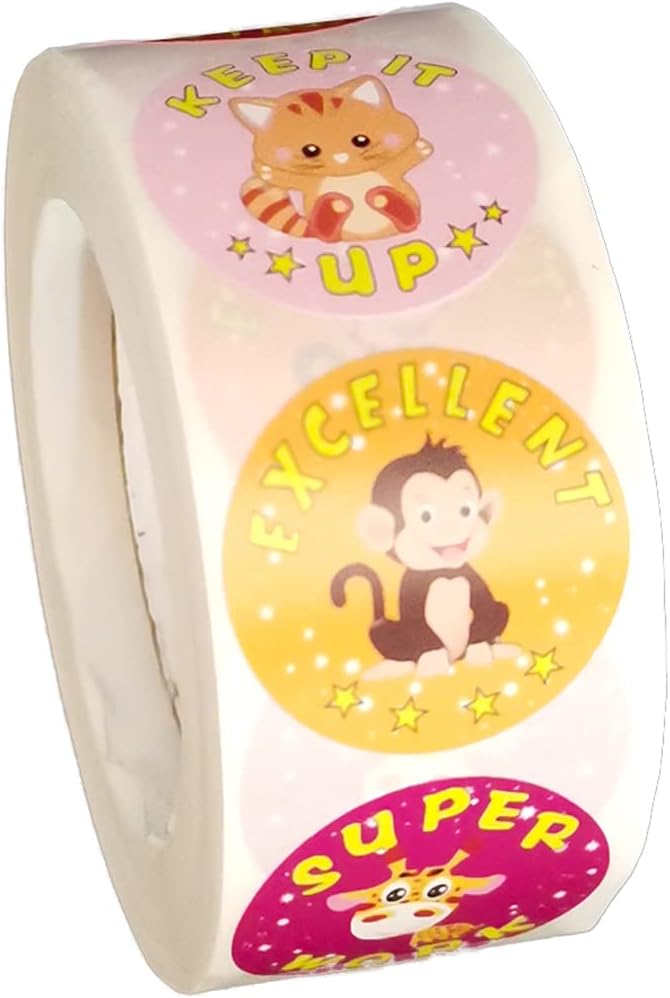 2000 Motivational Animal Reward Stickers for Kids & Classroom