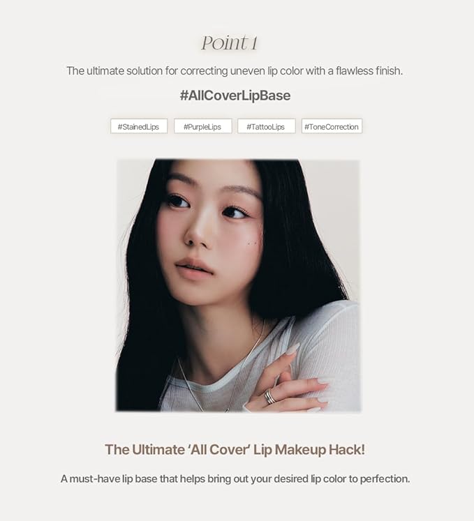 Heart Percent Dote On Mood All Cover Lip Base, Comfortable & Flawless Lip Tone & Texture Correction w/Lightweight Texture, #02. Creamy Rose