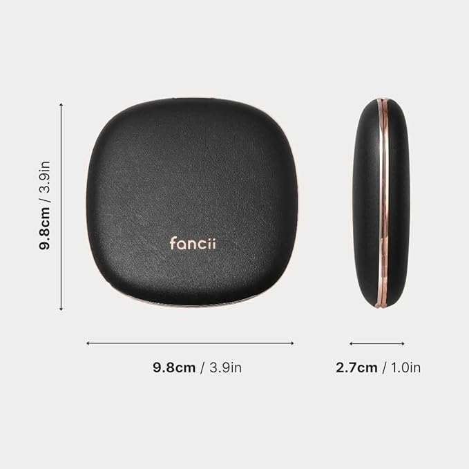 Fancii Mila 2 Compact Magnifying Makeup Mirror with LED Light, Rechargeable, 10x /1x Magnification, Tru-Glow Lighting System, Vegan Leather, Small Travel Mirror for Purses (Midnight Majesty)