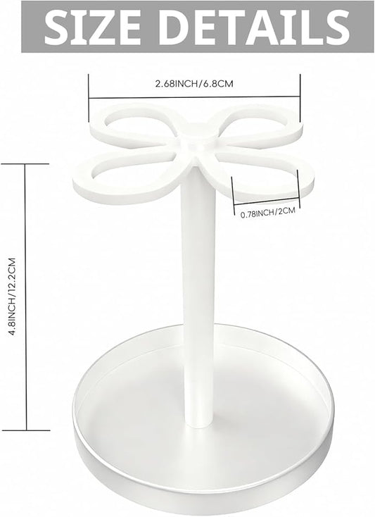 Metal Toothbrush Holders for Bathroom with 4 Slot White Tooth Brush Holder Stand and Non-Slip Base，Countertop Organizer for Family and Hotel，Compact Design