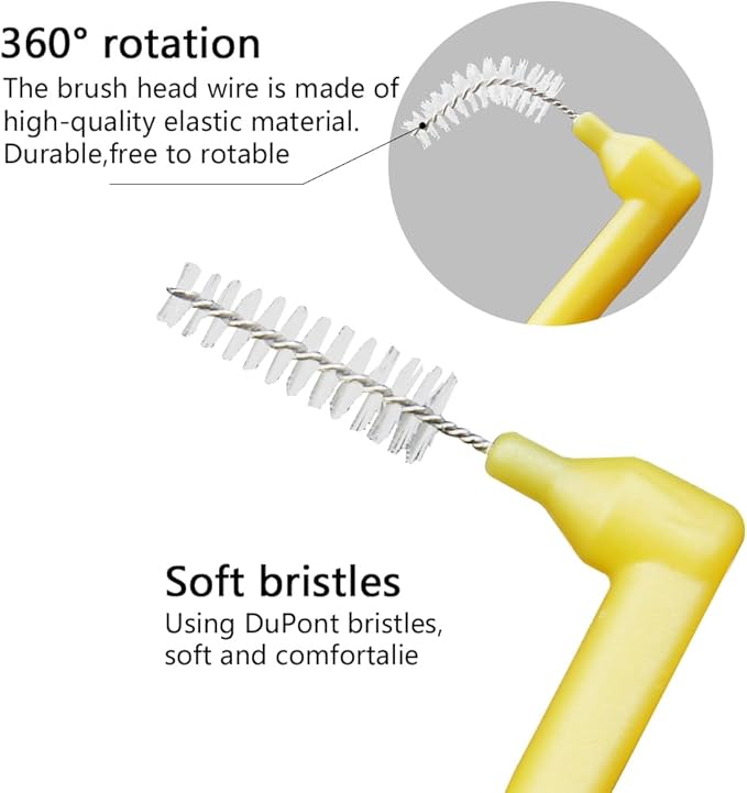 L-Shaped Interdental Brushes Oral Dental Hygiene Brush Angled Interdental Toothpick Short Handle 30Pcs 5 Different Sizes Tooth Portable Cleaning Tool (Multi-Colored)