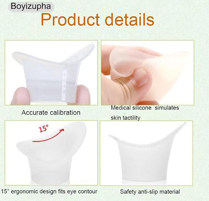 Boyizupha® 2 Pcs Silicone Eye Wash Cups for Eye Rinse,Cleansing with 1 Storage Container
