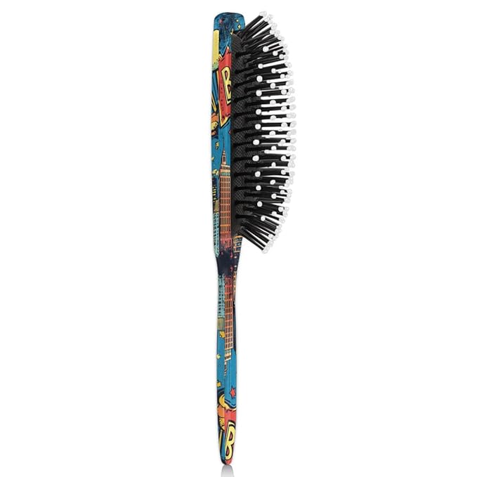 Kids Hair Brush for Boys Girls Toddler - Cartoon Comic Detangler Hairbrush for Wet Dry Thin Long Curly Hair Pain-Free Comb Glide Through Tangles with Ease and Massage Scalp