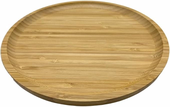Wood Vanity Tray, Bathroom Counter Solid Walnut Organizer, Toilet Tank Top Wooden Serving Plate for Dinner Tea Coffee (Natural Bamboo Color, 9.8 x 9.8 inch)