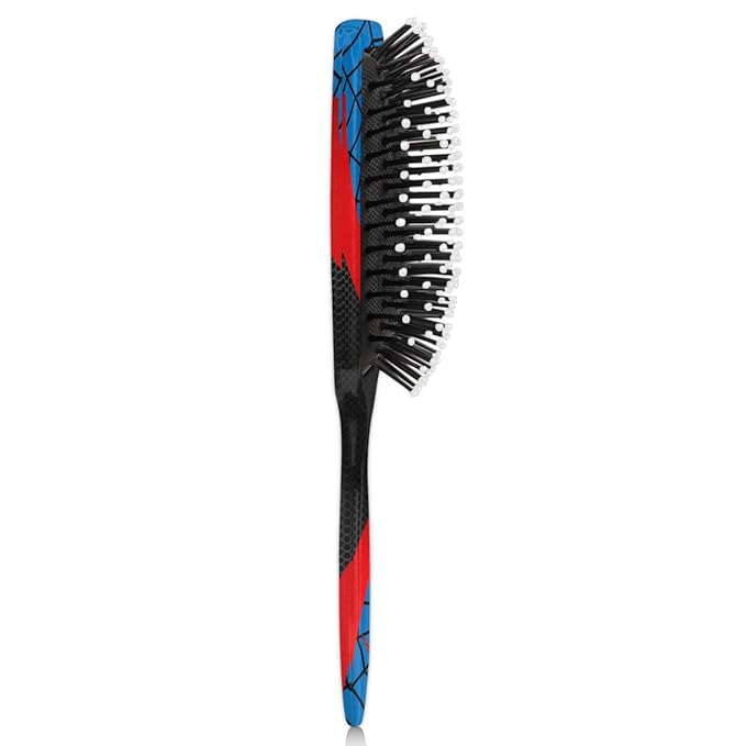 Kids Hair Brush for Boys Girls Toddler - Blue Red Spider Web Detangler Hairbrush for Wet Dry Thin Long Curly Hair Pain-Free Comb Glide Through Tangles with Ease and Massage Scalp