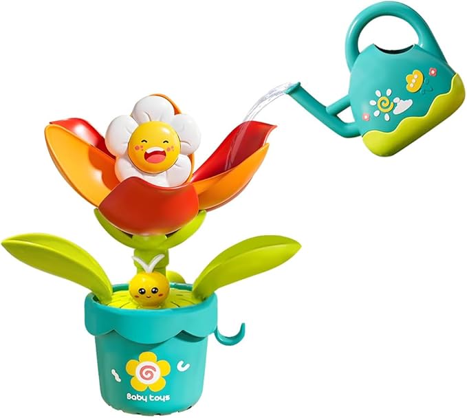 Baby Bath Toy Flower Watering Can Pool Bath Tub Toy with Strong Suction Cup for Baby Age 3+ Years Old Toddlers Boys Girls, BPA Free, Kids Shower Gifts