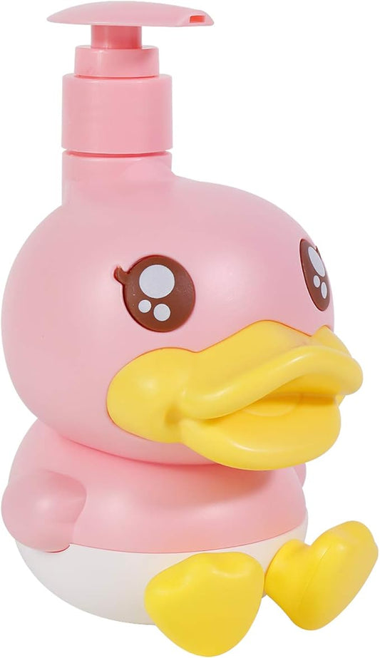 Cute Soap Dispenser for Kids Gift,Bathroom Kitchen Countertop Vanity Top Dispenser fit Body Lotion Shampoo Shower Hand Sanitizer Animal Pink B Duck Themed Soap Bottle with Pump Bath Accessories