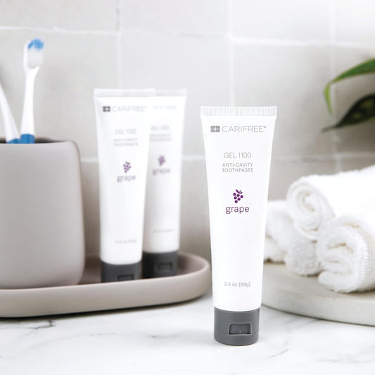 CariFree Gel 1100, Grape Flavored, Anti-Cavity Fluoride Toothpaste with Nano Hydroxyapatite for pH Neutralization, Enamel Protection, Dentist Recommended, Dentist Developed, 2.4 Ounce (Pack of 4)