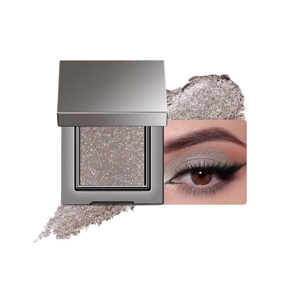 Single Glitter Eyeshadow Palette Makeup– velvet Cream Shimmer MIni Eye Shadow,Velvet Eyeshadow Palette –Shimmer Eye Makeup – Vegan& Cruelty-Free. (02#Taupe glitter, 1 Count (Pack of 1))