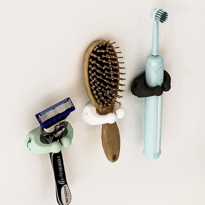 Silicone Razor Holders - 6 Pcs Hooks Adhesive Wall Mounted for Hanging Towel Key Plug Cable, Utility Decoration Hook Stick to Dorm Room Door Function for Kitchen Bathroom Home Office