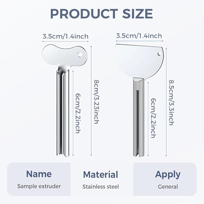 Toothpaste Squeezer, Metal Tube Squeezer Key Stainless Steel Toothpaste Roller Tube Wringer for Paint, Cream, Cosmetic and Hair Dye (6 PCS)