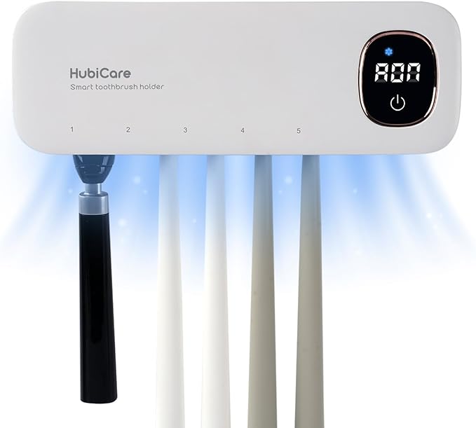 HubiCare Toothbrush Cleaner Fan Drying Function Toothbrush Holder Easy to Clean 5 Slots, Wall Mounted 4,000mAh Large Capacity Rechargeable Cordless Home Toothbrush Holder, Ideas