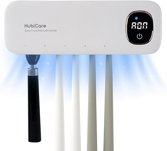 HubiCare Toothbrush Cleaner Fan Drying Function Toothbrush Holder Easy to Clean 5 Slots, Wall Mounted 4,000mAh Large Capacity Rechargeable Cordless Home Toothbrush Holder, Ideas