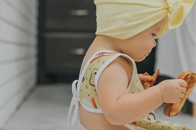 BapronBaby Eggs & Bacon Bapron - No Neck Tie Safer Bib for Baby & Toddler - Soft Waterproof Stain Resistant - Machine Washable - Sz Preschool 3-5yrs