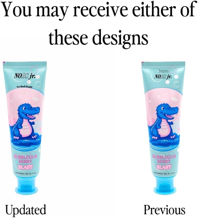 NOBS Jr. Kids Nano Hydroxyapatite Toothpaste – Fluoride Free, SLS-Free, Remineralizing - Dentist Formulated - Bubblegum Berry