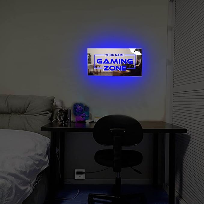 Tag Salon Custom LED Name Mirror - Multi Colour Lighting, Neon Sign Wall Decor for Bedroom, Bar, Barber Shop