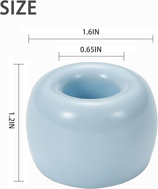 Mini Ceramic Couple Toothbrush Holder, Hand-Made Bathroom Toothbrush Holder, Electric Toothbrush Head Holder and Office Pen Holder 2-Piece Set (Blue)