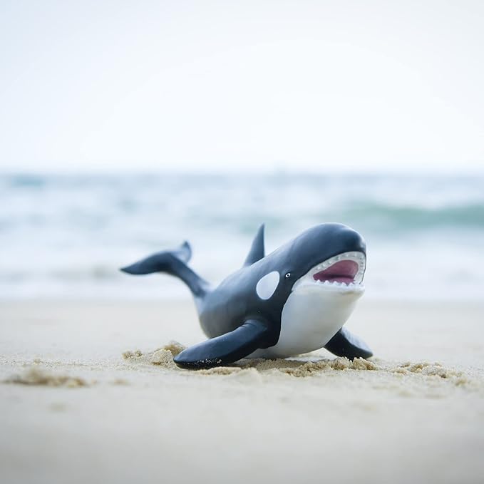 Gemini&Genius Nautical Shark Toy Killer Whale Action Figure, Bathtub Toy, Black, 16 Inches