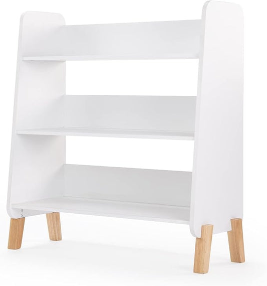 dadada Muse Toddler Bookshelf, 3-Tier 30" Modern Storage Display, White/Natural