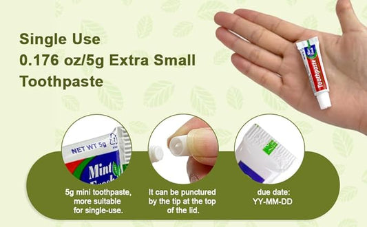 Bulk Travel Size Toothpaste, 15 Tubes 0.176 oz Extra Small Toothpaste Travel Size Bulk Disposable for Hotel, Guests, Homeless, Charity, Mint (Mini Size, Only for Single Use)