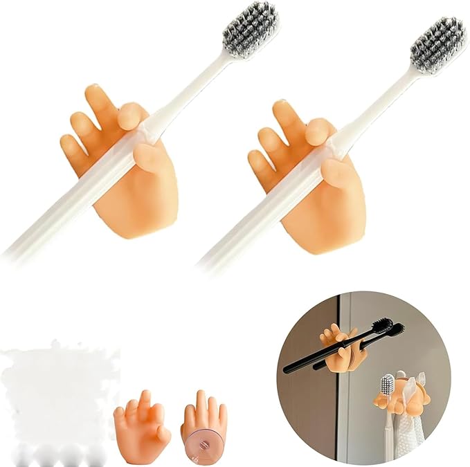 2 Pack Rain Boot Toothbrush Holder Silicone Cute Organizer for Your Bathroom Perfect Toothbrush Holder for Children,Safety Razor Stand Multi Purpose Bathroom Accessory (OK Small Hand)