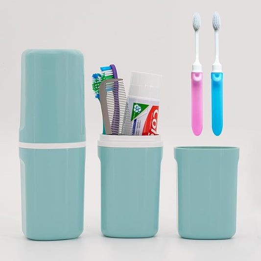 Toothbrush Travel case with 2 Packs Foldable Toothbrush .Portable Toothbrush Holders Travel for Camping Travel Business School Home (Blue)