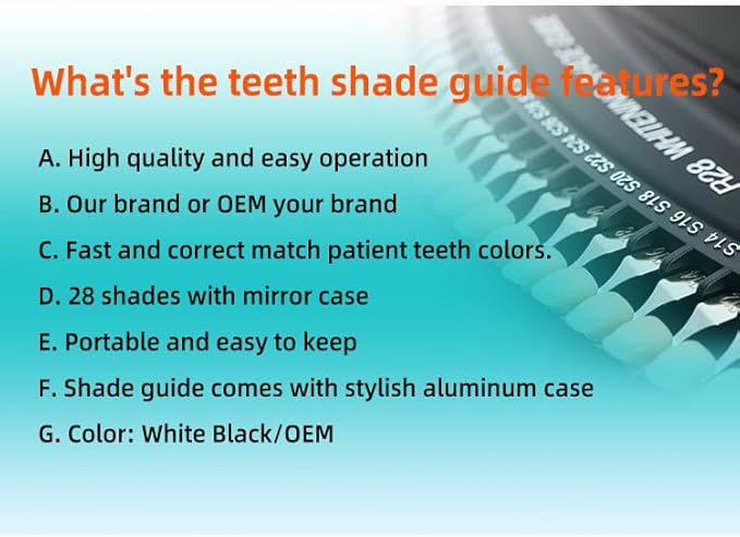 Professional 3D R-28 Dental Tooth Teeth Whitening Shade Guide for Dentist Tracking Teeth Whitening Course, Tooth Shade Guide with 28Colors