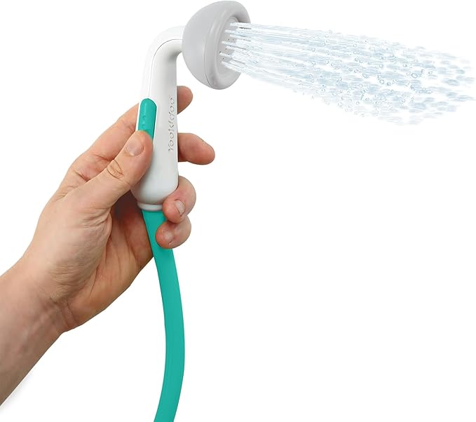 Yookidoo Baby Bath Shower Head - Elephant Water Pump with Trunk Spout Rinser - Control Water Flow from 2 Knobs for Maximum Fun in Tub or Sink for Newborn Babies (Grey and Forest Green)