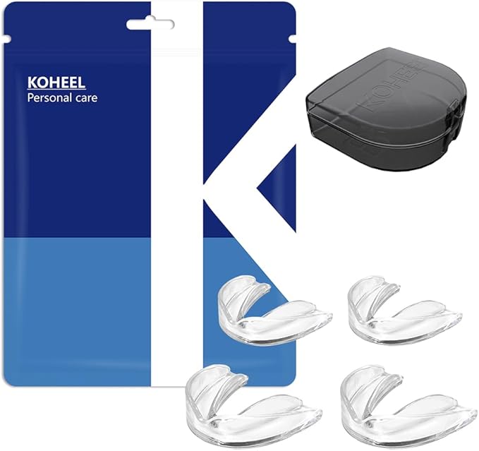 KOHEEL MG Moldable Mouth Guard for Teeth Grinding and Clenching, Perfect Fit Night Guard, Dental Guard for Bruxism Relief, 4 Count (2 Large & 2 Small)