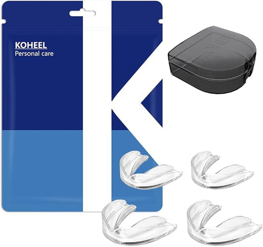 KOHEEL MG Moldable Mouth Guard for Teeth Grinding and Clenching, Perfect Fit Night Guard, Dental Guard for Bruxism Relief, 4 Count (2 Large & 2 Small)