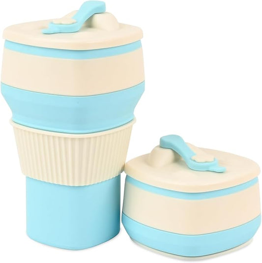 Collapsible Silicone Cup, Safe & Portable, for Hot & Cold Drinks, 18.6 oz (550 ml) - Travel, Camping, Office, and More – Tanager Turquoise