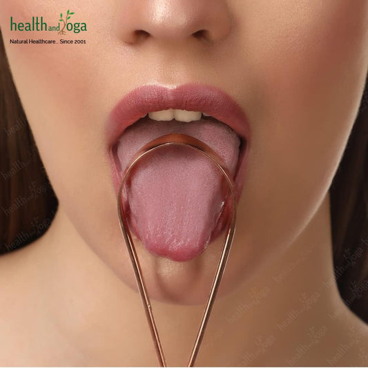 HealthAndYoga™ qLoop Copper Tongue Cleaner - Easy One Hand Use - Larger Surface Coverage - Ayurvedic Copper Health for Fresh Breath and Total Oral Hygiene (Single)
