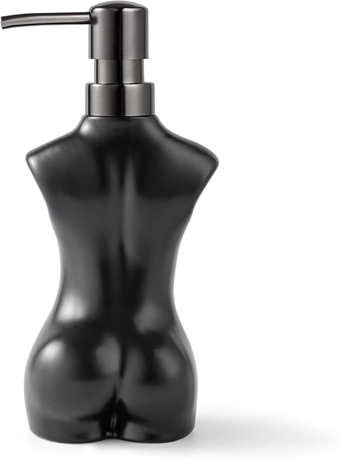 Ceramic Soap Dispenser Hand Lotion Liquid Dispenser Refillable for Kitchen and Bathroom Decorative (Black)