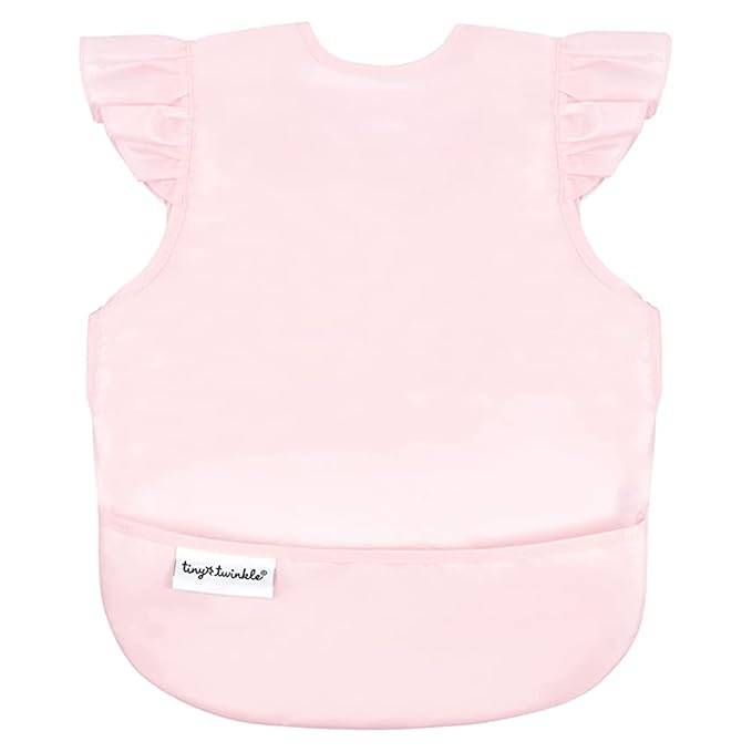 Tiny Twinkle Mess Proof Baby Bib for Girls | Waterproof Toddler Bib for Eating | Baby Apron for Feeding | Machine Washable | Perfect Shower Gift (Rose, 6–24M)