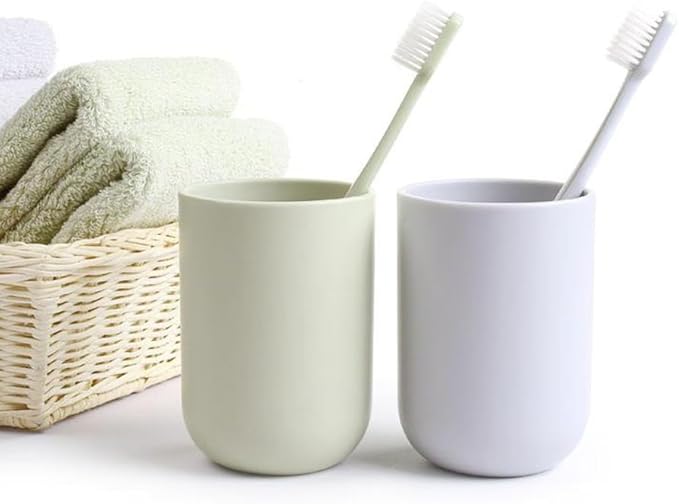 Solid Color mouthwash Cup, Simple Solid Color Toothbrush Cup, Toothbrush Holder 1 Piece, 10 oz (300 ml)(Light Green)