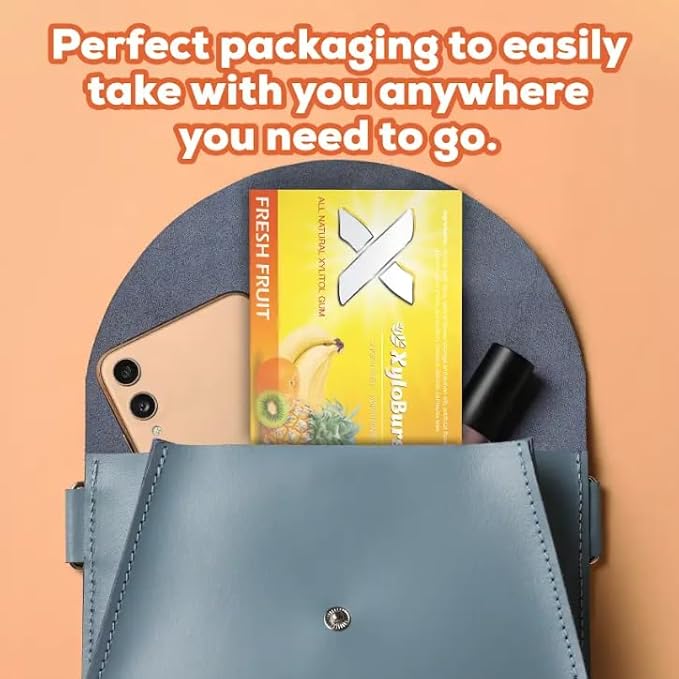 XyloBurst Gum | Xylitol Chewing Gum | Sugar Free, Gluten Free, Keto Friendly | Aspartame Free Gum For Oral Health | Fruit | 12 Pieces, Pack of 12