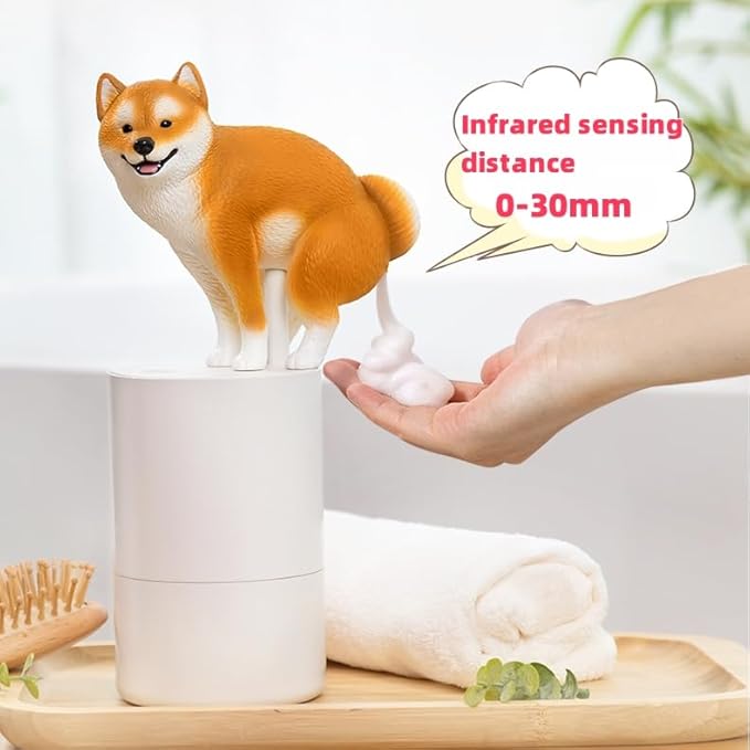 Fun Animal Series Foam Soap Dispenser-Shiba Inu,Pigeon,Shaped Foam Hand Washer,Automatic Soap Dispenser for Bathroom & Kitchen, Hilarious Gift for Kids, Adults (Shiba Inu Series (Mame Shiba))