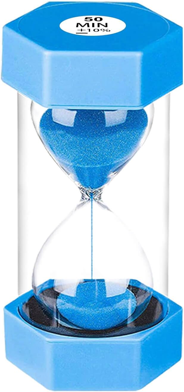 SuLiao Sand Hourglass Timer 50 Minutes,Unbreakable Plastic Sand Clock 50 Min,Colorful Sand Watch, Large Hour Glass Sandglass for Kids,Classroom, Games,Kitchen,Decoration