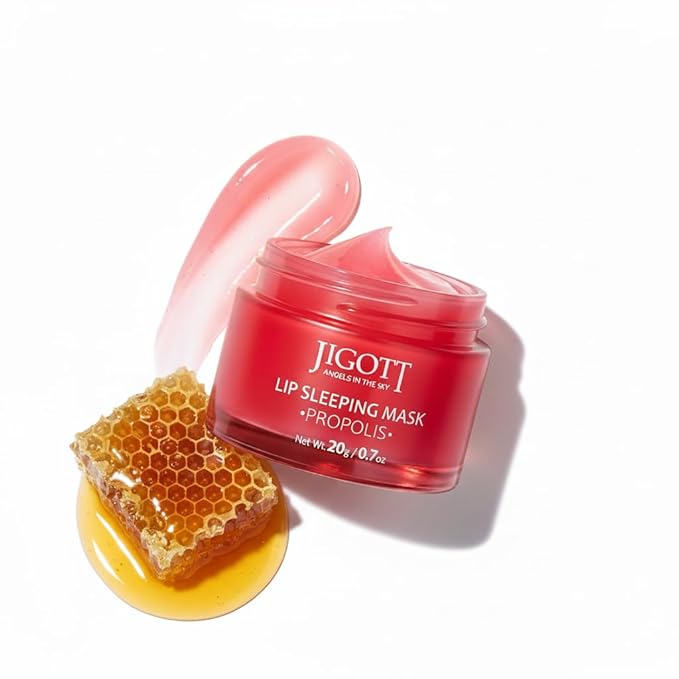 Jigott Korean Skincare Propolis Honey Lip Sleeping Mask – Nourishing Overnight Lip Treatment for Dry & Chapped Lips, K-Beauty Hydrating Lip Balm with Propolis Extract, Repairs & Softens Lips (20g)