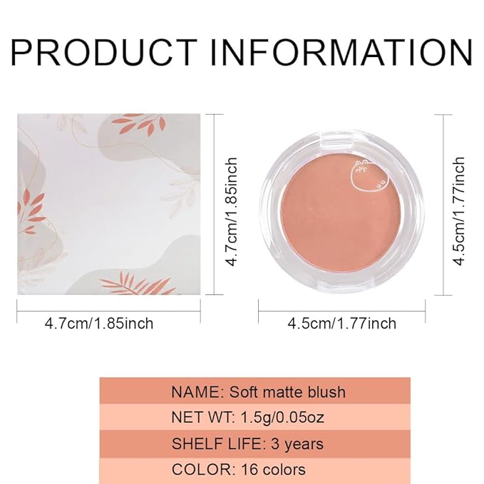 Matte Powder Blush for Cheeks – Long Lasting Natural Face Blusher Makeup, Lightweight Blendable Cheek Color for Women, Vegan & Cruelty-Free – #15 Nude Pink