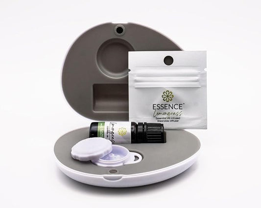 Essence Pearl Travel Case - Wearable Aromatherapy Kit with Nasal Diffuser Rings, Soaking Bay, and 5mL Essential Oil – Portable Wellness Gift Set for On?The?Go Self Care