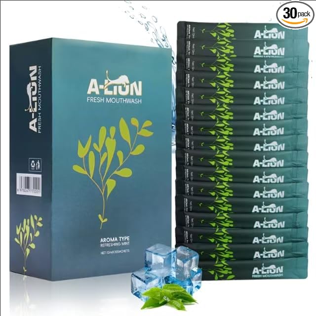 A-LTON Fresh Mouthwash Travel Packets, 30 Single-Use Pouches, Mint Flavor, Alcohol-Free, 24-Hour Fresh Breath (1)